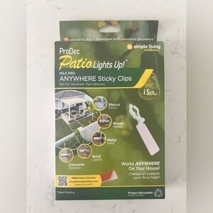 ProDec Patio Lights Up! MAX PRO ANYWHERE Sticky Clips – 15 ct - NIB
